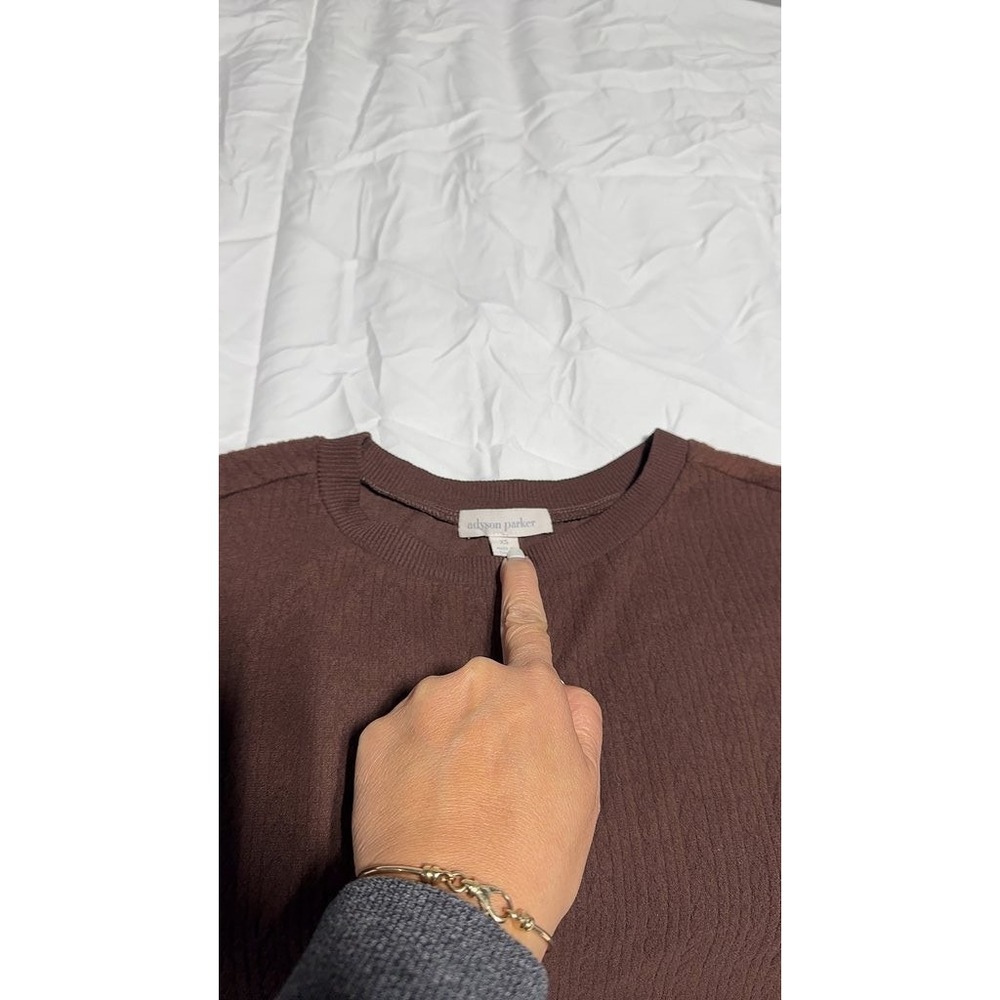 Adison Parker Brown Ribbed Long Sleeve Knit Top Size M